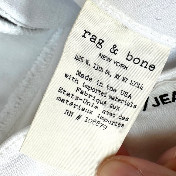 NWT $135 Rag & Bone 10 Inch Capri Jeans with Slit in White 28 - Picture 13 of 14